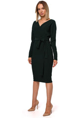 Long sleeves stretchy ribbed day dress