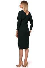 Long sleeves stretchy ribbed day dress