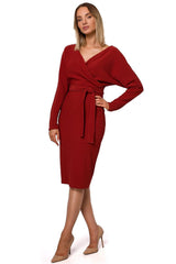 Long sleeves stretchy ribbed day dress