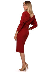 Long sleeves stretchy ribbed day dress