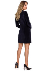 Long sleeves velour dress with the tailored cut