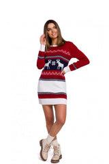 Christmas themed sweater dress with two reindeer