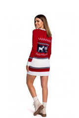 Christmas themed sweater dress with two reindeer