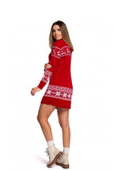 Two-tone sweater dress with Christmas motif