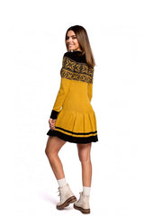 Two-tone sweater dress with Christmas theme