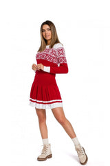 Two-tone sweater dress with Christmas theme