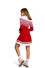 Two-tone sweater dress with Christmas theme