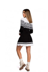 Two-tone sweater dress with Christmas theme