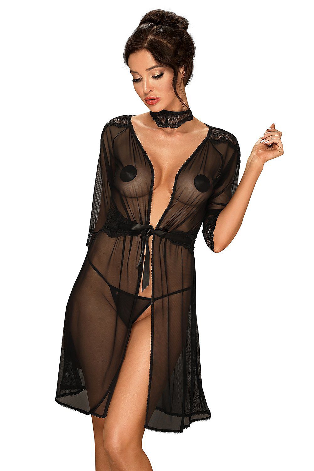 Sexy slightly transparent negligee set