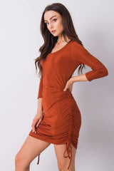 3/4 sleeves short dress with pleats