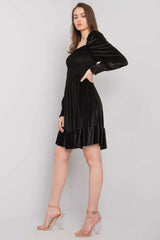 Long sleeves velour evening dress