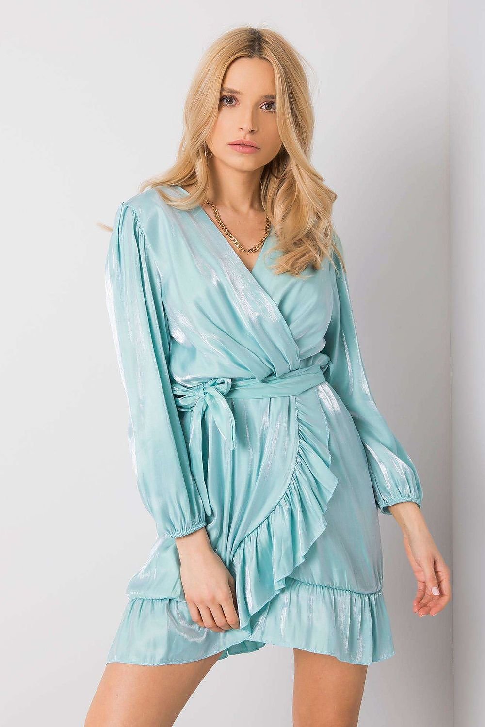 Long sleeve frill evening dress