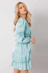 Long sleeve frill evening dress