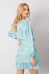 Long sleeve frill evening dress