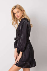 Long sleeve frill evening dress