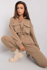 Long sleeves cotton zipped jumpsuit