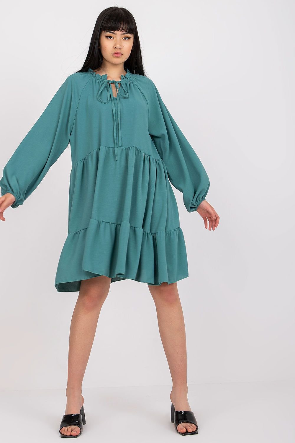 Long sleeves flared cut daydress