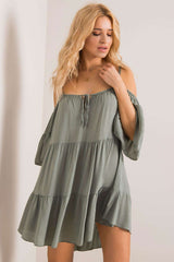 3/4 sleeves asymmetrical cut summer dress