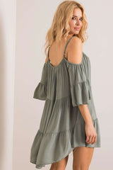 3/4 sleeves asymmetrical cut summer dress