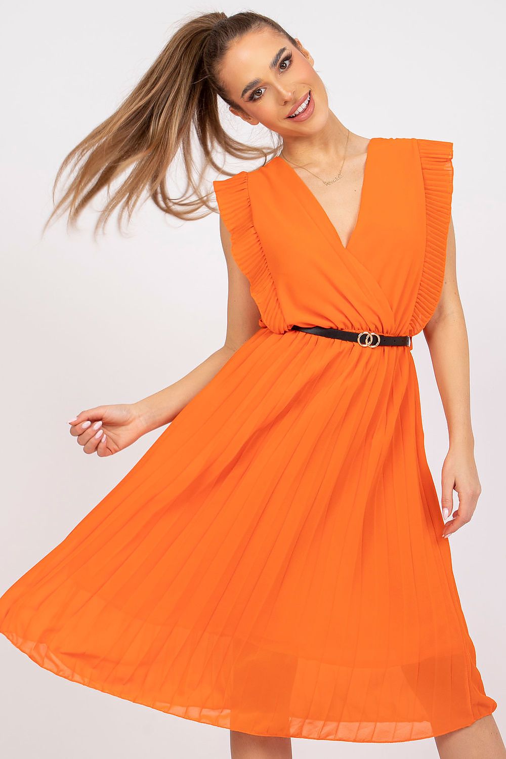 Pleated flared cut summer dress