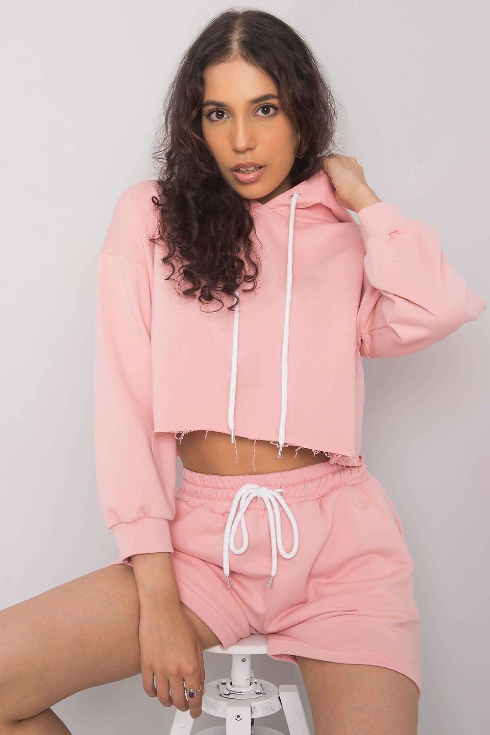 Long sleeves sweatshirt with shorts set