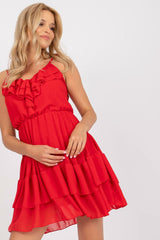 Summer decorative frills dress with straps