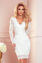 Elegant lace long sleeves evening dress