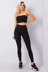 High waist leggings made of ribbed fabric