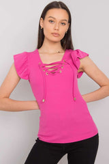 Short sleeves blouse with decorative binding