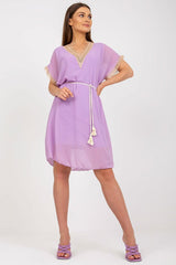 Loose-fitting dress with short sleeves