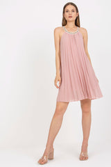 Summer pleated strapless day dress