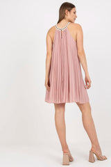 Summer pleated strapless day dress