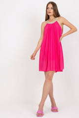 Summer pleated strapless day dress