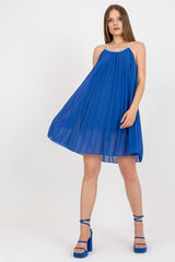 Summer pleated strapless day dress