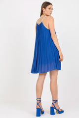 Summer pleated strapless day dress