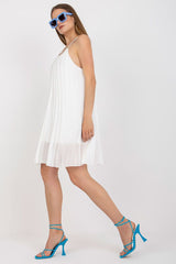 Summer pleated strapless day dress