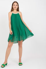 Summer pleated strapless day dress