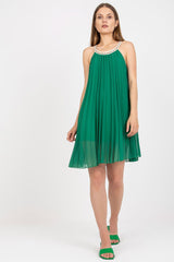 Summer pleated strapless day dress