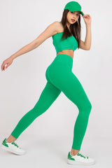 Sports leggings with wide elastic waistband