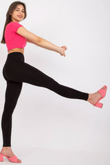 Sports leggings with wide elastic waistband