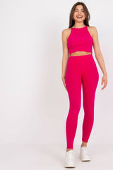 Sports leggings with wide elastic waistband