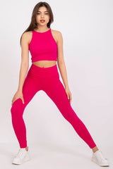 Sports leggings with wide elastic waistband