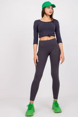 Sports leggings with wide elastic waistband