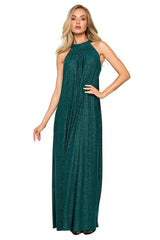 Brocade flared maxi cut evening dress