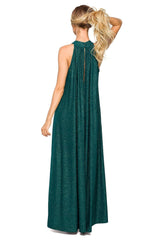 Brocade flared maxi cut evening dress