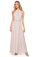 Brocade flared maxi cut evening dress