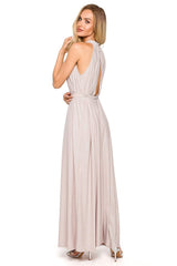 Brocade flared maxi cut evening dress