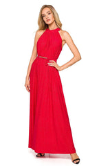 Brocade flared maxi cut evening dress