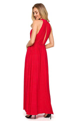 Brocade flared maxi cut evening dress