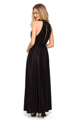 Brocade flared maxi cut evening dress